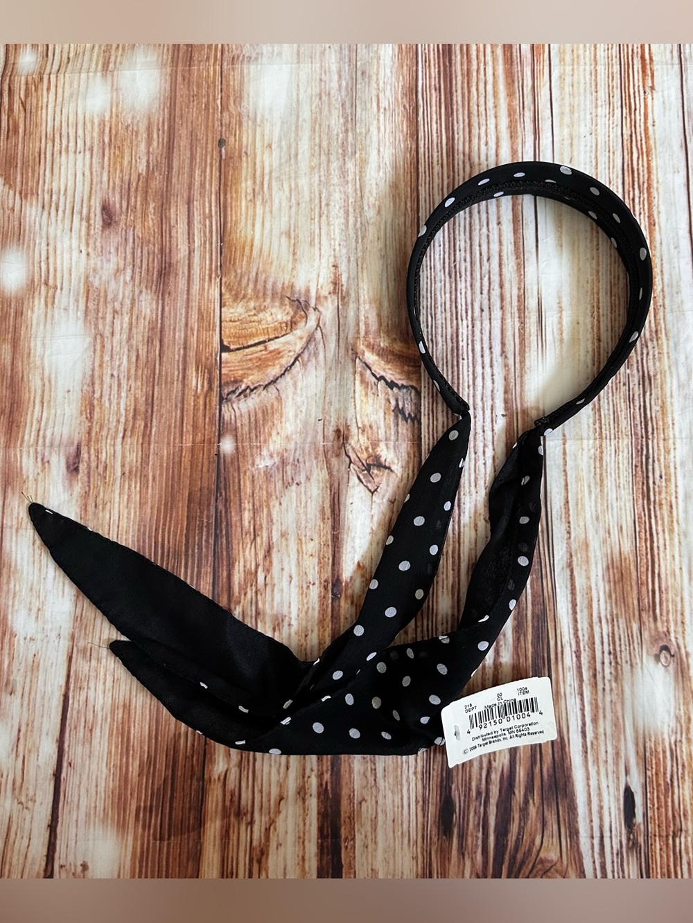 Vintage Target Retro Black Polka Dot Scarf Tie Headband NWT